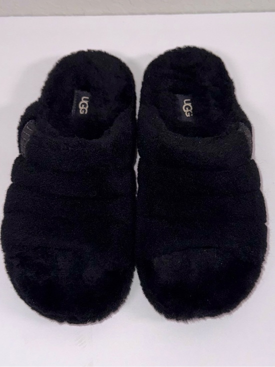 UGG Shoes - UGG Black Plush Slide Slippers Women’s Size 6 Cozy Open Toe